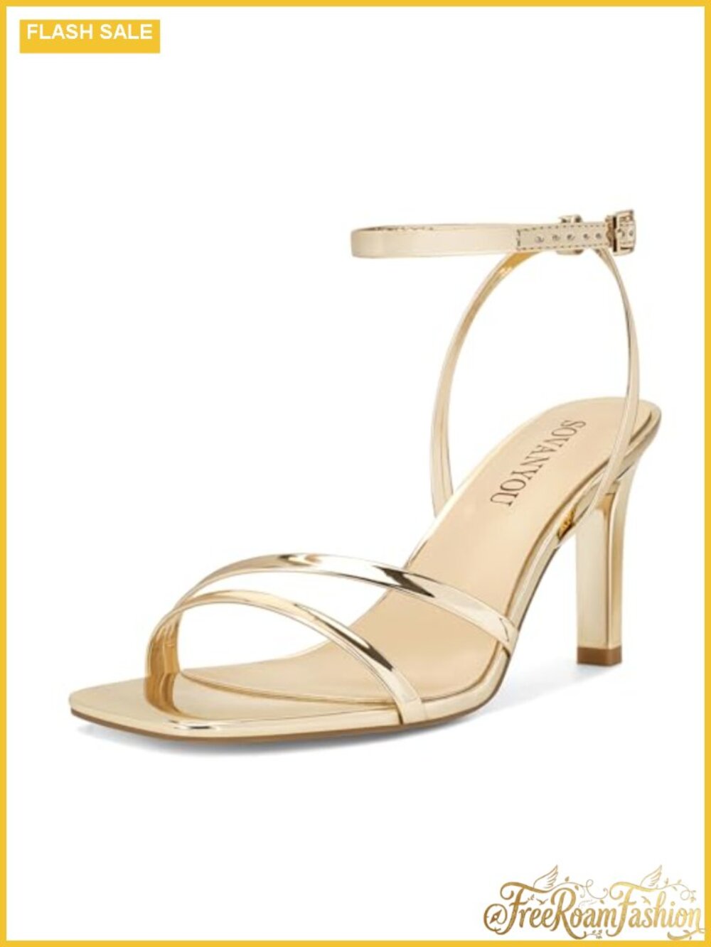 SOVANYOU Women's Strappy High Heeled Sandals Open Toe Ankle Strap Wedding